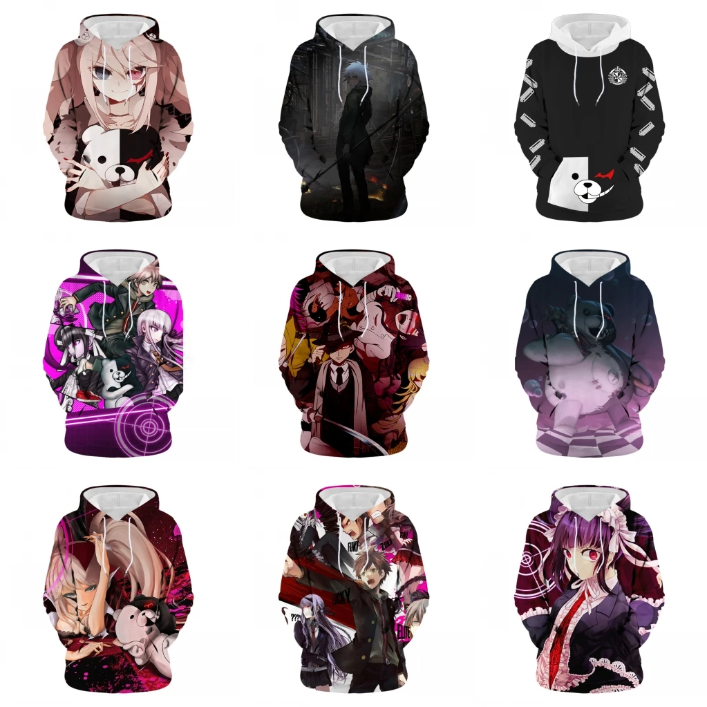 Толстовки Danganronpa толстовки с капюшоном Monokuma мужские и женские повседневные