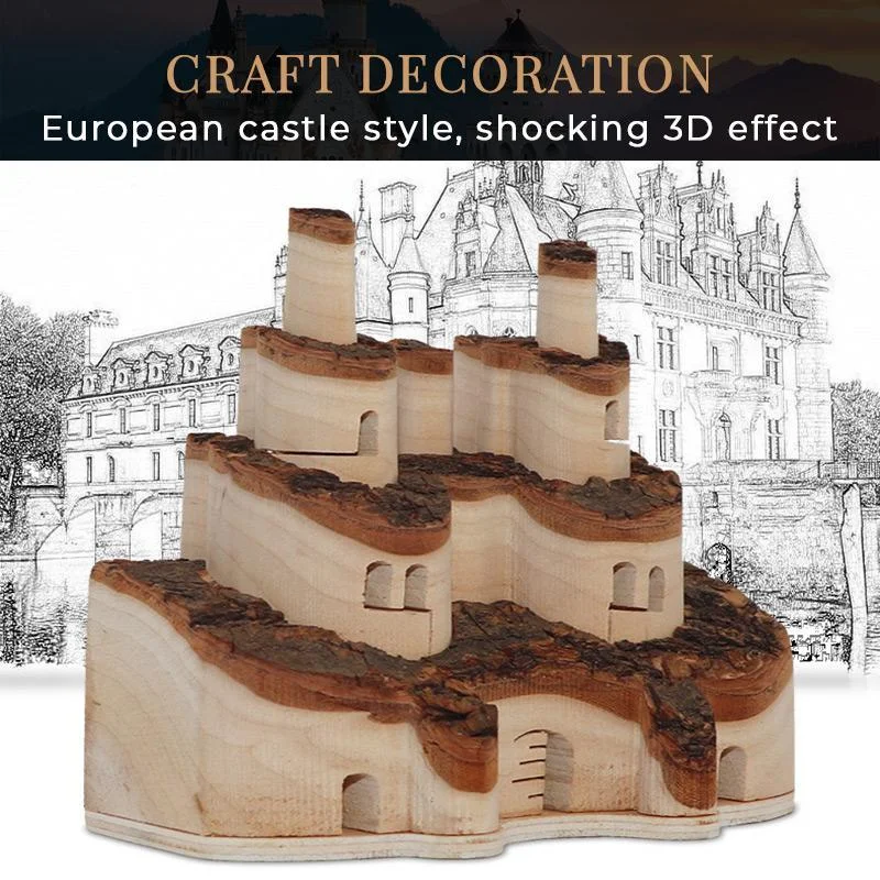 3D замок из массива дерева креативные чанбайские горы липы маленькое ремесло