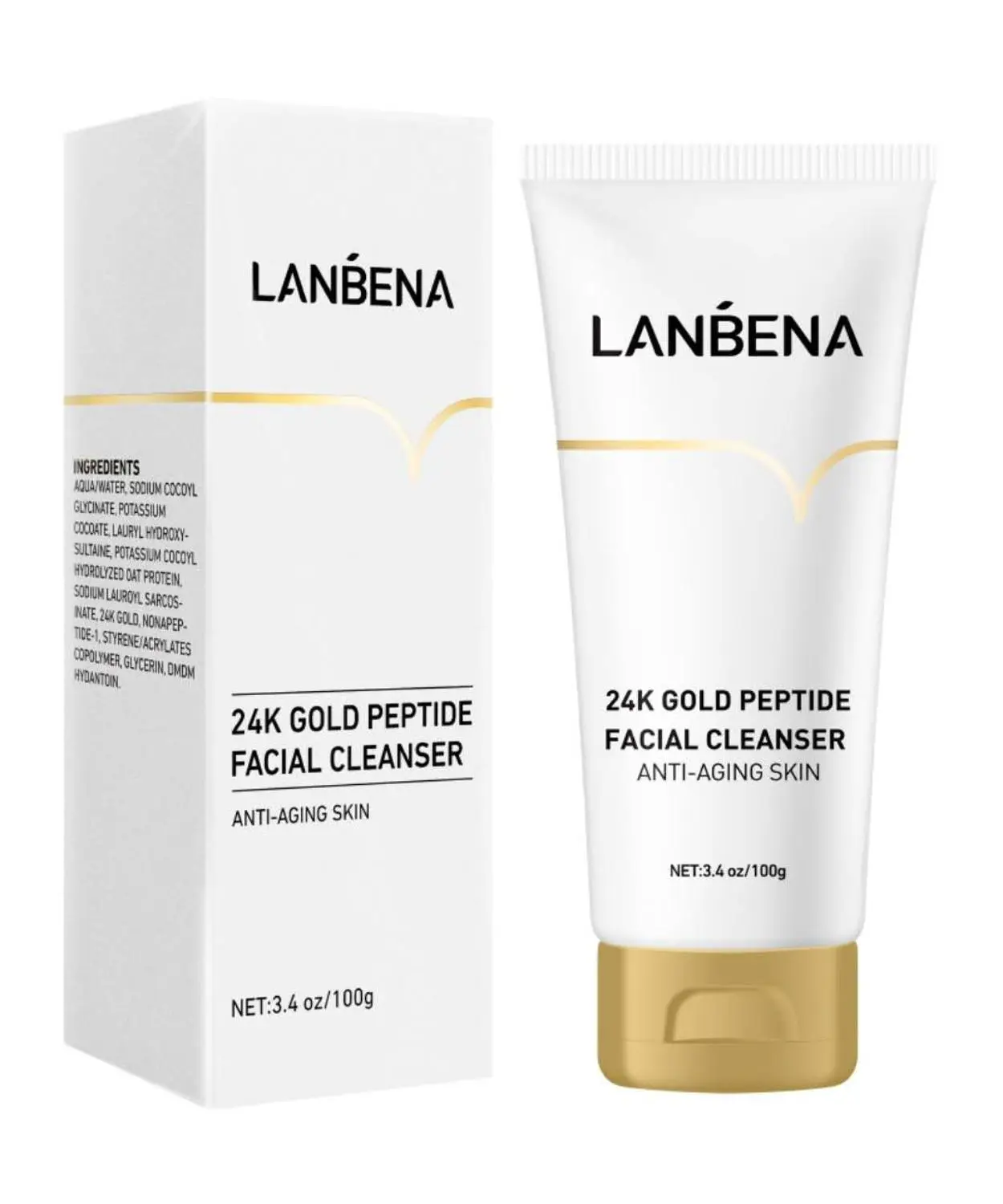 

LANBENA 24K Gold Peptide Facial Cleanser Gentle Cleansing Whitening Moisturizing Oil Control Refreshed Moisturized Elastic Care