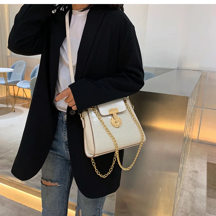 Elegant Female Crocodile pattern Tote bag New High Quality PU Leather Women's Designer Handbag Chain Shoulder Messenger Bag