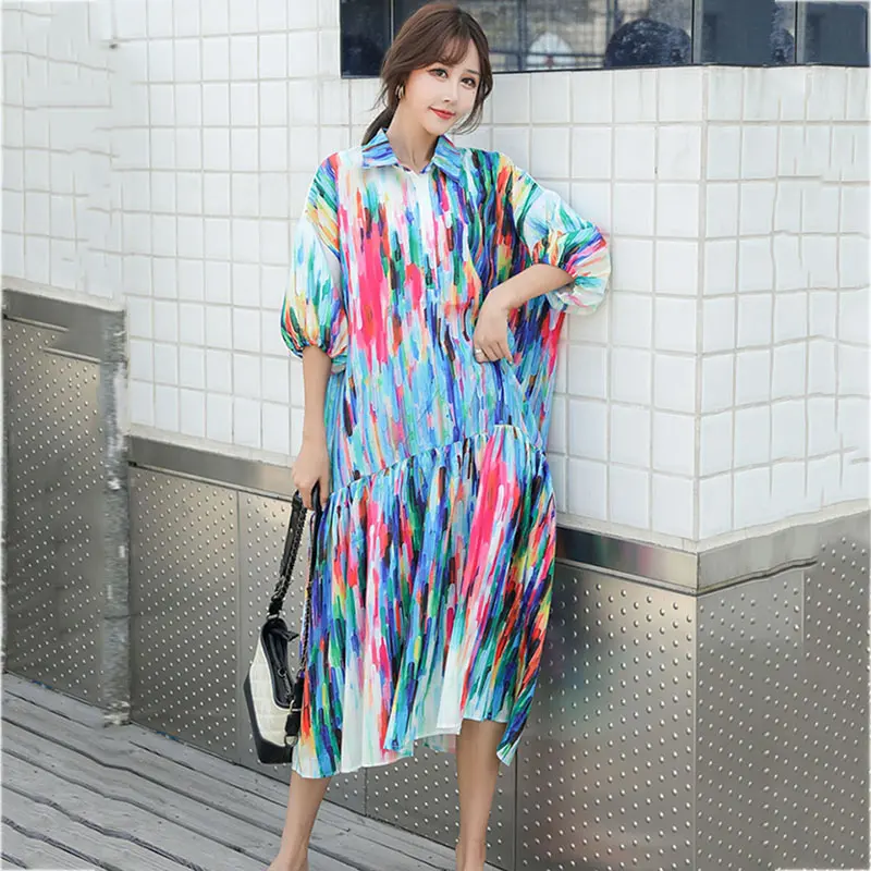 Женское винтажное мини-платье XITAO корейское пляжное платье с отложным воротником