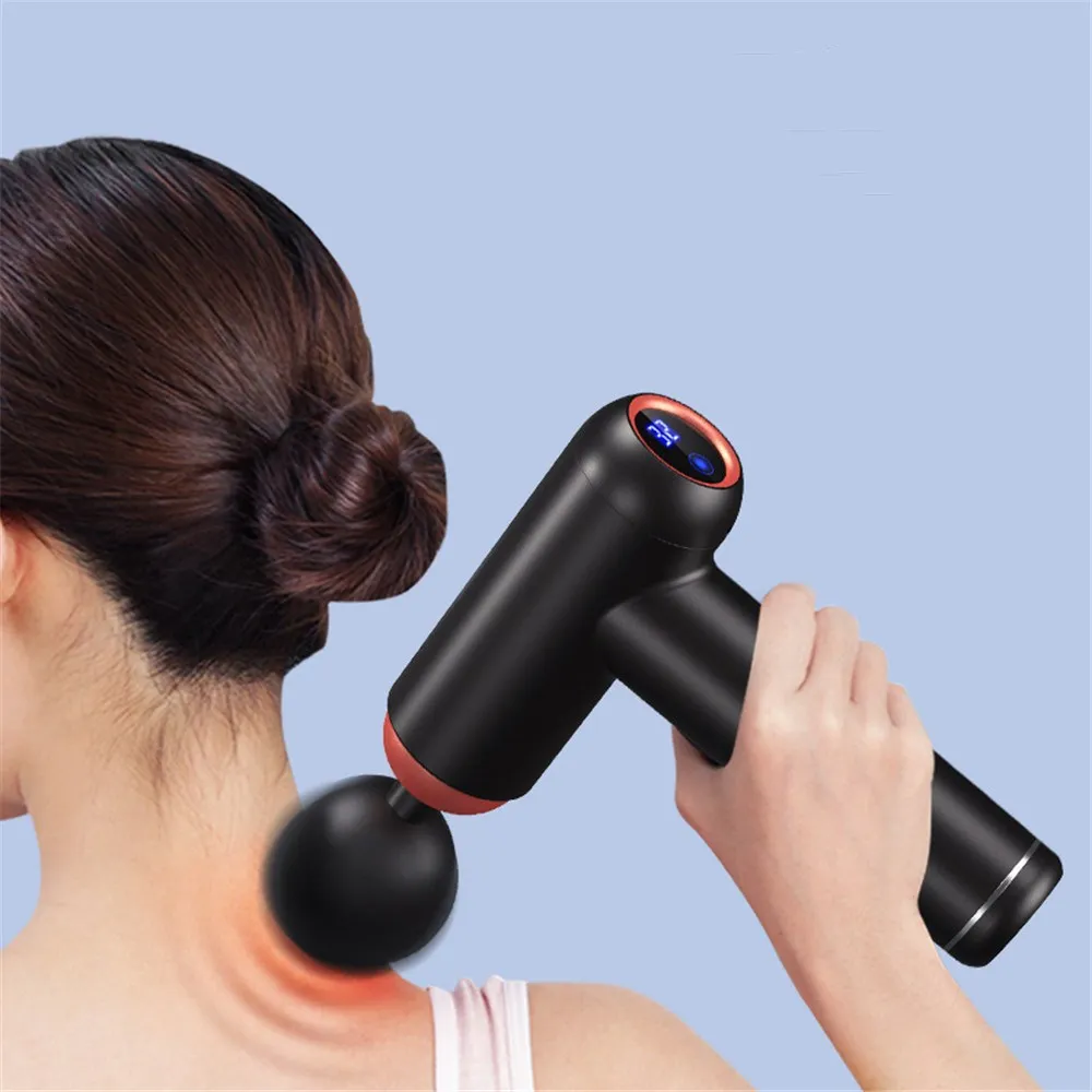 

Handheld Percussion Muscle Massage Gun Dual Screen Deep Fascia Massage Heads Relieve Muscle Stiffness And Pain For Body Therapy