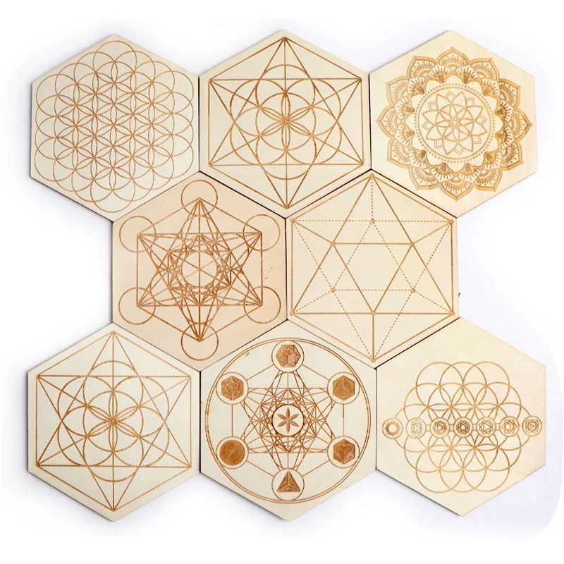 1 шт. натуральная 7 Чакра круглая маленькая деревянная тарелка Coaster шестиугольная