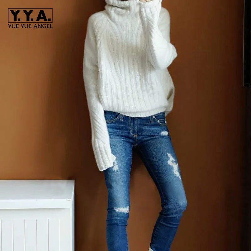 Высококачественный Женский шерстяной свитер с высоким воротником зимние