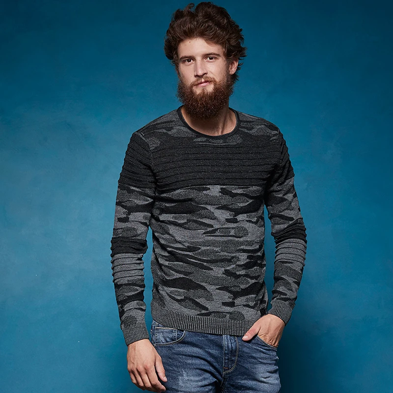GLO-STORY мужской модный пуловер камуфляж пэчворк длинный рукав свитер для мужчин