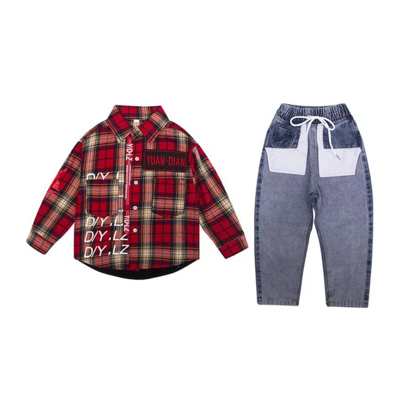 Детская модная одежда свободная куртка пальто беговые джинсы брюки для девочек и