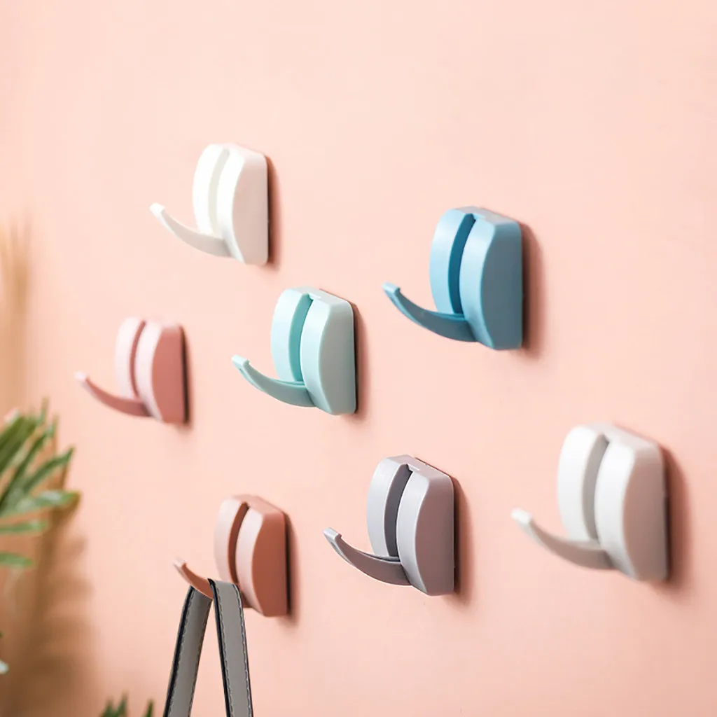 

Creative Candy Color Hook Strong Non-marking Key Holder Wall Hook Free Punching Free Nail Wall Hanger Hook Bathroom Accessories