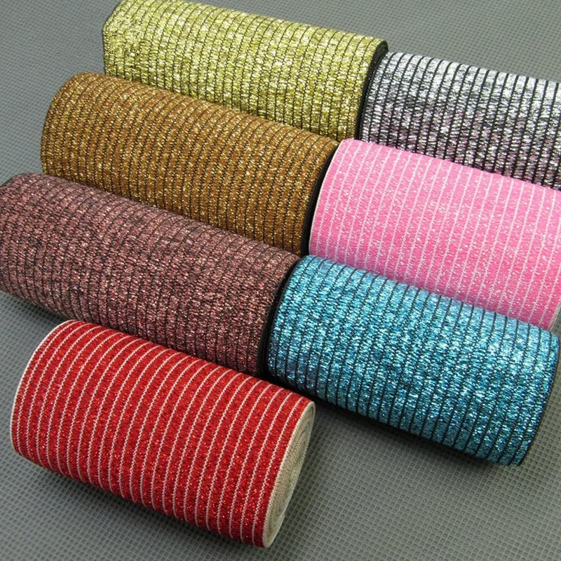 1 м Блестящий золотистый Серебристый эластичная лента 8 см/10 см цветная плоская