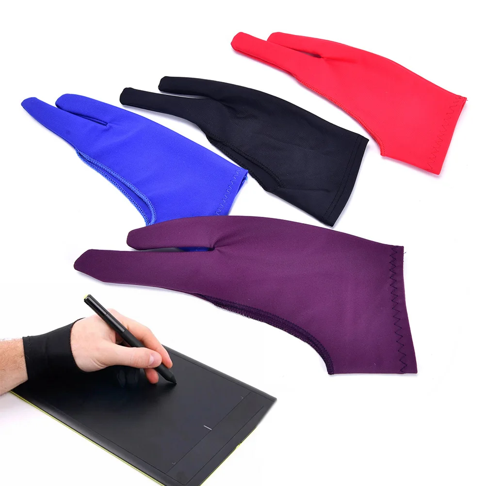Purple 2 Finger Anti-fouling Glove,both For Right And Left Hand Artist Drawing For Any Graphics Drawing Tablet