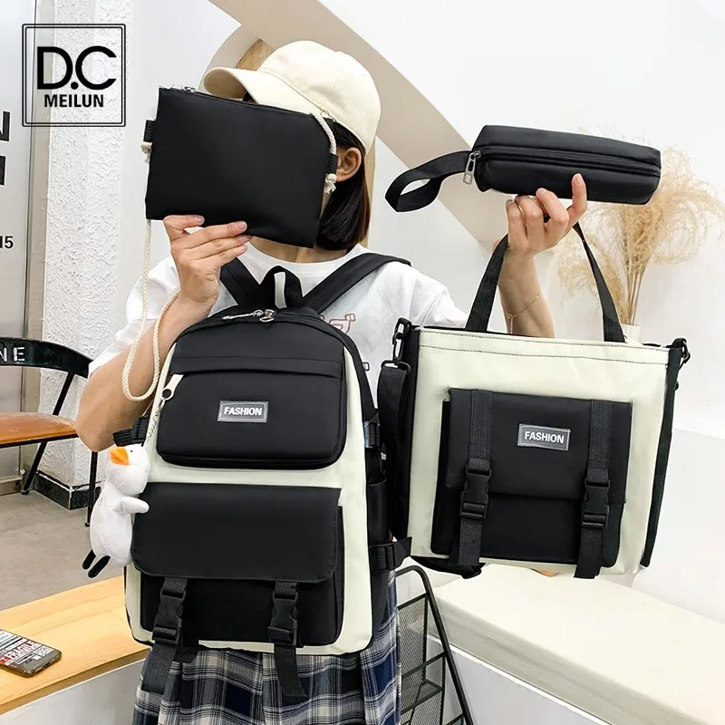 

DC.meilun 4 Pcs In Set School Backpack Cute Women's Backpack Student Bookbag School Bags for Teens Girls Mochilas Escolares