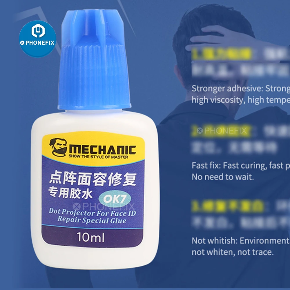 

Специальный клей Mechanic OK7 для ремонта идентификатора лица, клей для IPhone X-12 PRO MAX, техническое обслуживание точечной матрицы для ремонта фронта...