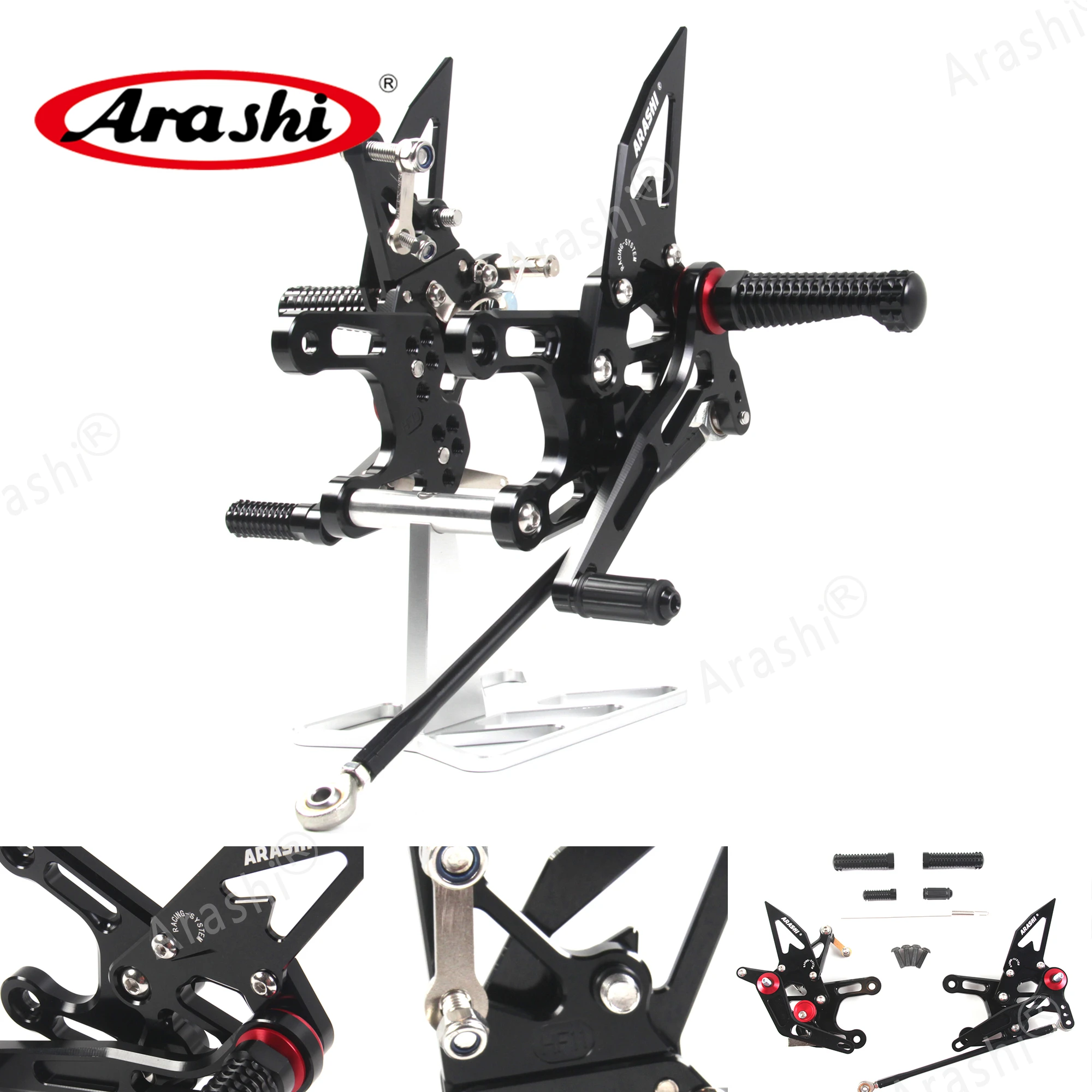 

ARASHI For KAWASAKI NINJA ZX10R 2008 2009 2010 CNC Adjustable Footrest Rearset ZX-10R ZX 10R Foot Pegs Rear Rest Footpegs
