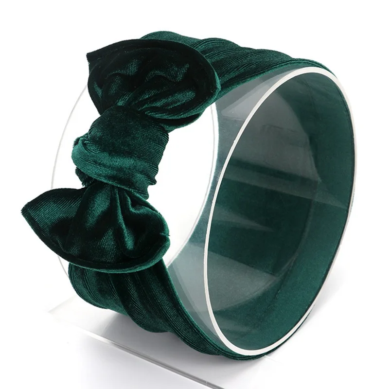 Dark green Детская повязка на голову; бархатные повязки на голову для девочек; зимние детские аксессуары для волос; детский бант для волос; тюрбан; Детская повязка на голову для малышей; широкая повязка на голову - Цвет: Dark green