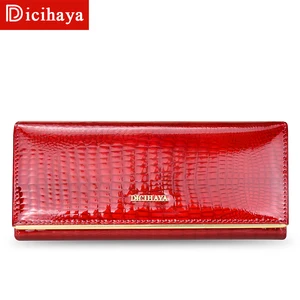 dicihaya genuine leather women wallets multifunction purse with card holder long wallet clutch bag ladies patent leather wallets free global shipping