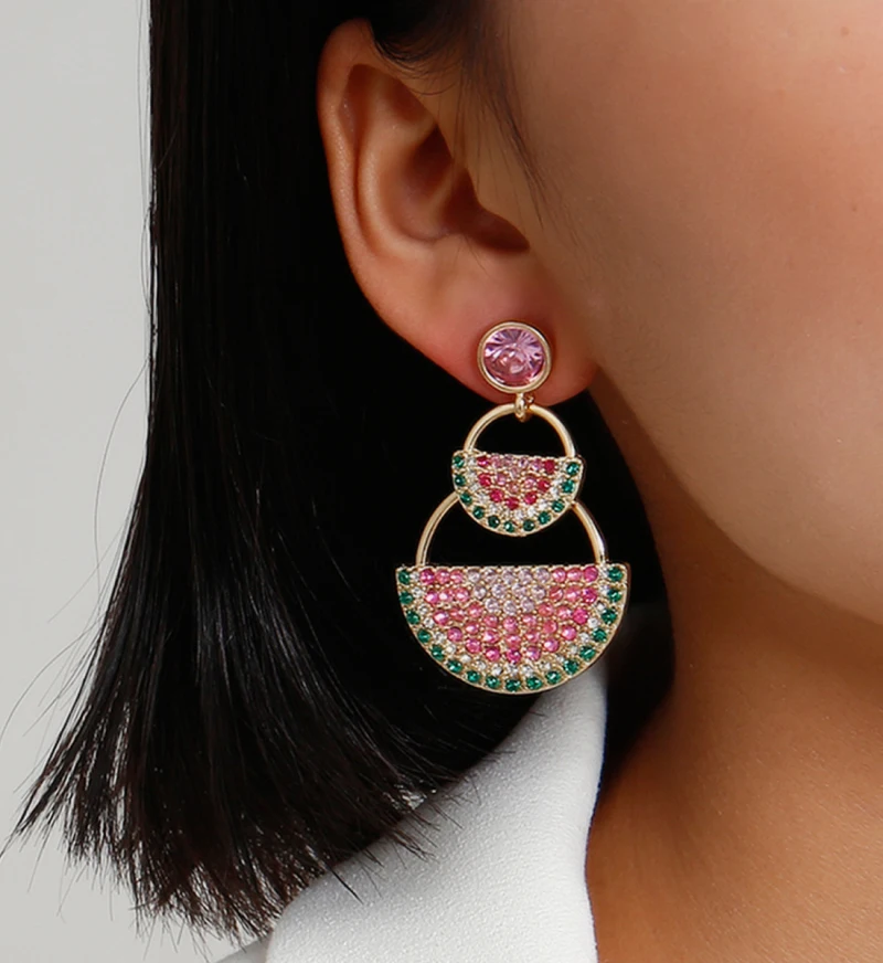 Найти меня Многослойные полукруглый сплав свисающие серьги для женщин Цвет