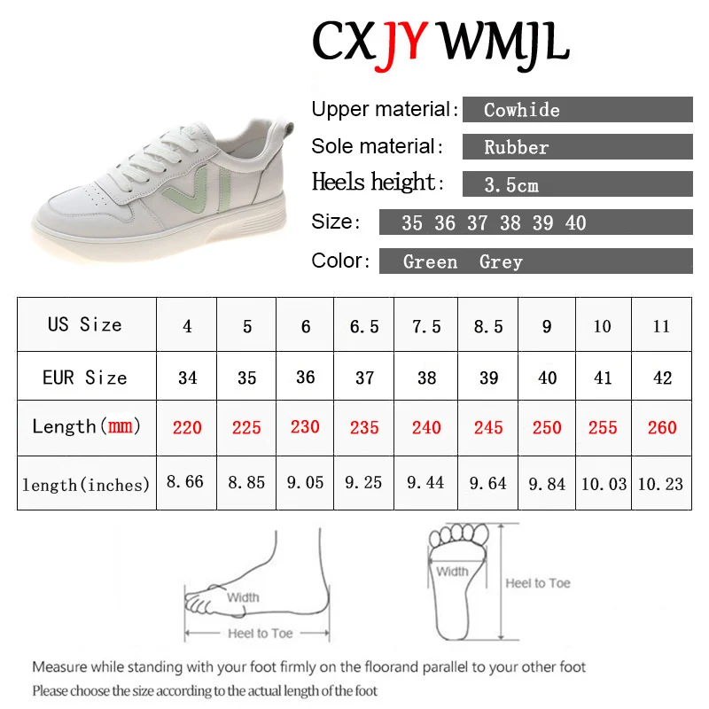 

CXJYWMJL Genuine Leather Women Platform Sneakers Fashion Thick Bottom Vulcanized Shoes Ladies Comfortable Little White Shoes