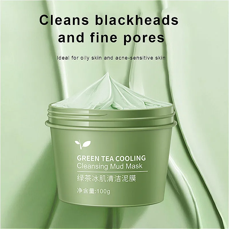 

Face Mask 100g Green Tea Ice Muscle Mud Mask Deep Cleansing Remove Blackheads And Shrink Pores Mask Facial Skin Care Products