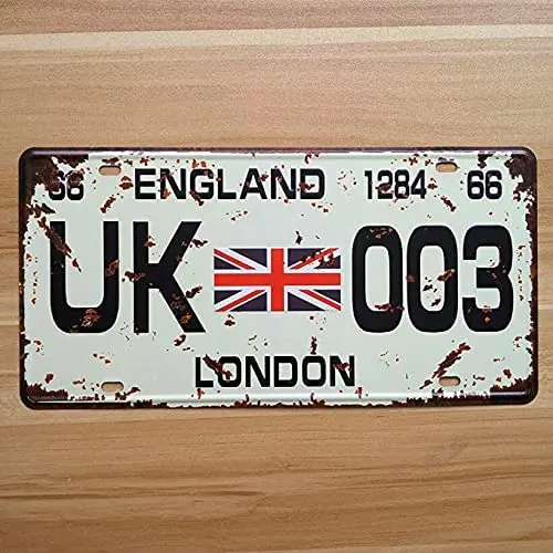 

Retro License Car Plates Uk-003 London England Vintage Metal Tin Signs Garage Painting Plaque Sticker