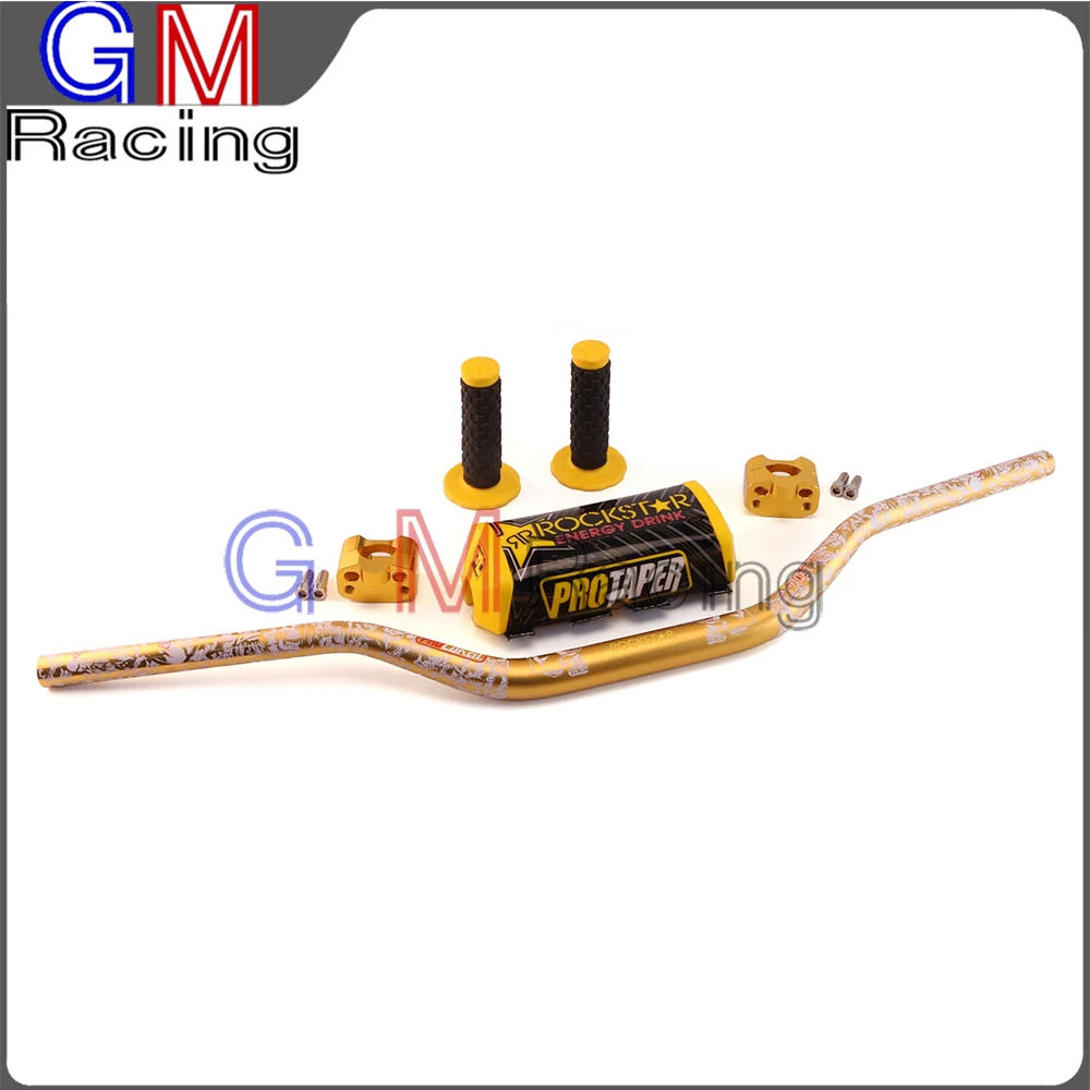 Gold pattern A 1 1/" жир бар ручки 22 мм до 28 мм бар зажимы Жир Бар Pad для KAWASAKI KX125 KX250 KX250F KXF250 KX450F мотоцикл - Цвет: Gold pattern A