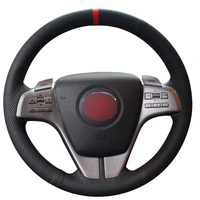 diy non slip durable black natural leather red marker car steering wheel cover for mazda 6 atenza 2009 2013