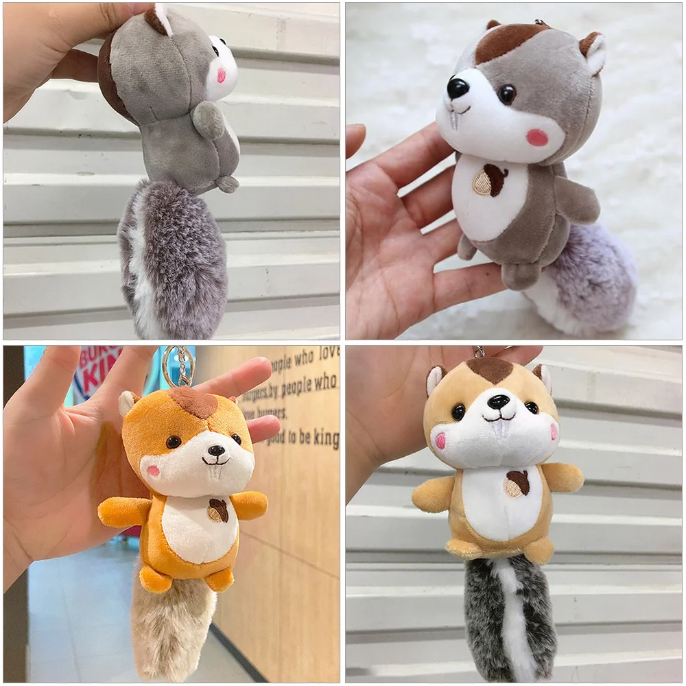 

2pcs Plush Squirrel Pendents Key Chain Pendents Handbag Key Hanging Decors
