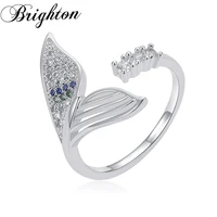brighton elegant bijou beauty fishtail design zircon open adjustable finger rings for women party fashion crystal jewelry gift