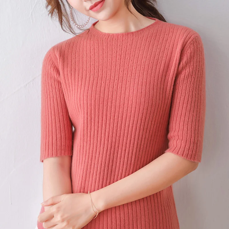 Весна 2020 женские свитера с коротким рукавом сексуальные кашемировые вязаные