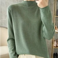autumn 2022 womens clothing casual korean style elegant solid basic knitted sweater long sleeve pullover top female chic jumper