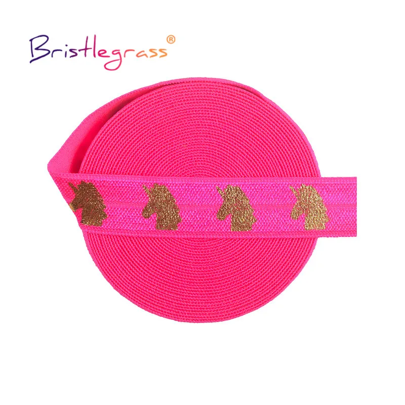 Лента для волос BRISTLEGRASS 2 5 10 ярдов 5/8 дюйма 15 мм Радужный Единорог с золотым