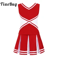 little girls cheerleading uniform dress kids schoolgirl cheerleader dance costume outfit redwhite