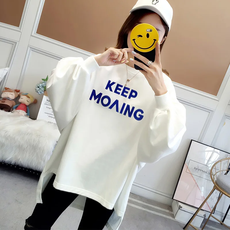 

Хлопковый 2021 весенний Повседневный Свободный Новый женский корейский студенческий свитер с длинным рукавом и принтом для женщин N054