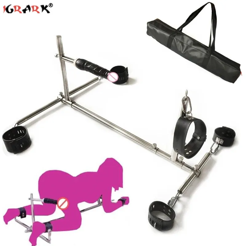 Фаллоимитатор унисекс из нержавеющей стали для БДСМ бондажа кожаные наручники