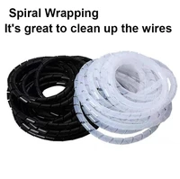 1pack 810152025mm spiral wrapping band awb 10 diameter 10mm black white cable casing cable sleeve winding pipe
