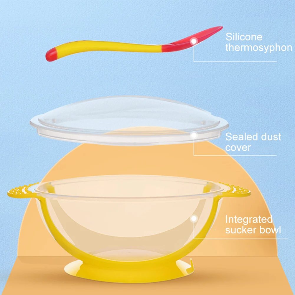 

Baby Feeding Spoon And Bowl Self Feeding Training Utensils Suction Bowl With Cover Baby Eating Set ForToddler Babies Tools