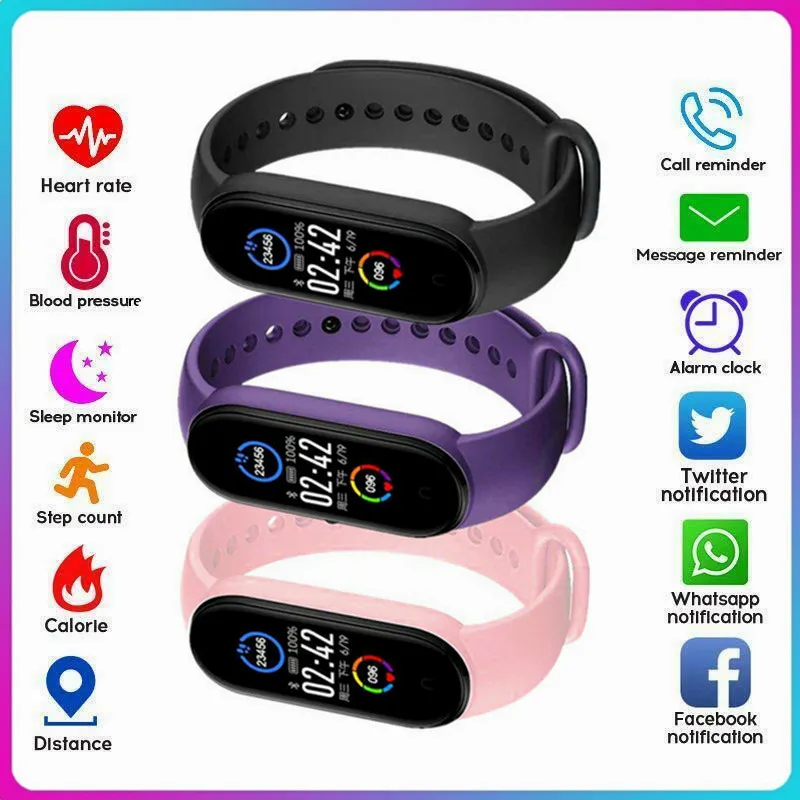 

M5 Men Women Fitness Tracker Sports Smart Watch Bracelet Heart Rate Blood Pressure Monitor Health Wristband Bluetooth Smart Band