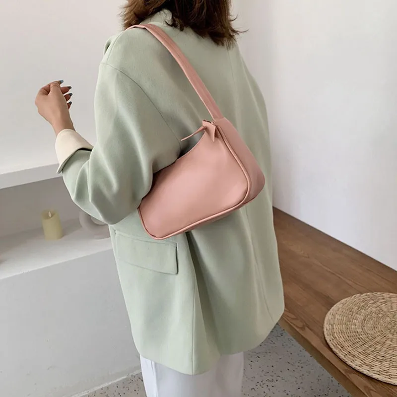 

2020 Spring And Summer Tide New Bag Female Retro Armpit Baguette Commuter Wild Texture Solid Color Handbag Shoulder Bag