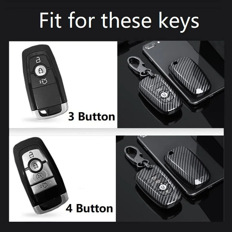 

Glossy Carbon fiber ABS Car Key Case Cover For Ford Fusion Mondeo Mustang Edge Expedition EXplorer F-150 F-250 F-350 2018 2019