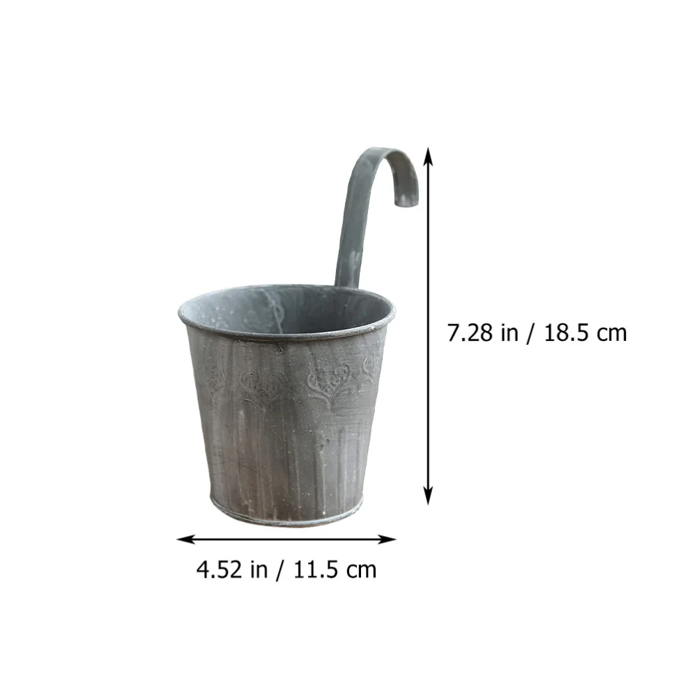 

5pcs Balcony Hanging Buckets Vintage Iron Flower Basket Flower Holder Vase