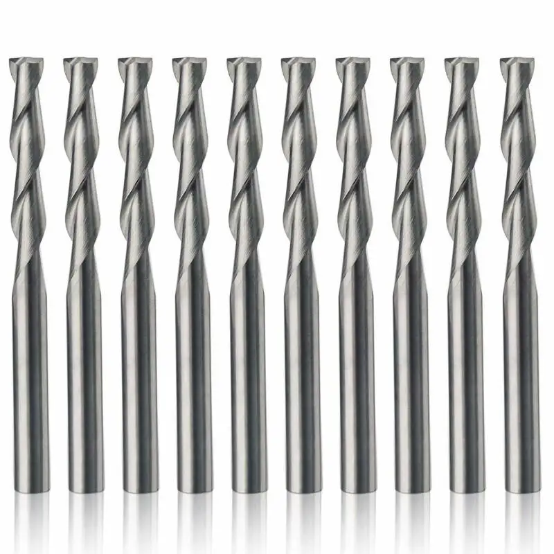 10 шт. 1/8 фрезы Концевая фреза плоский нос Два флейты ЧПУ инструмент|Фреза| |