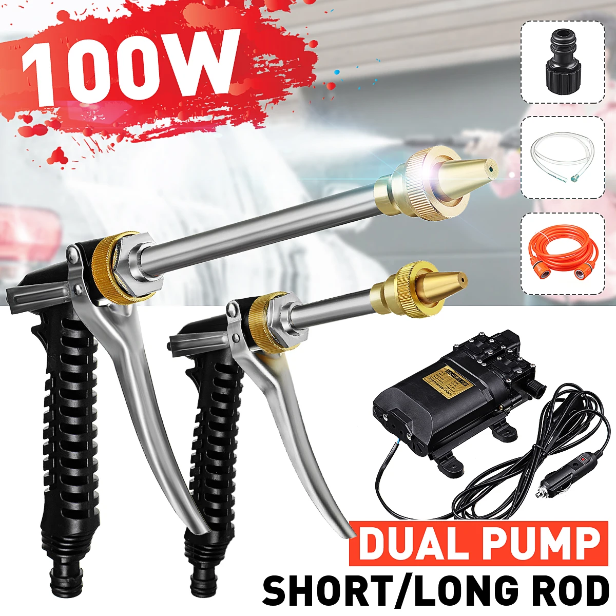 

12V 100W Car Wash Car Washer Guns Pump High Pressure Cleaner Car Care Portable Washing Machine Electric Cleaning Auto Device