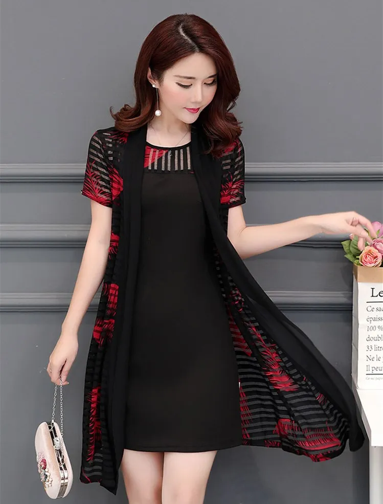 Женское облегающее Платье До Колена элегантное платье из двух частей с принтом в