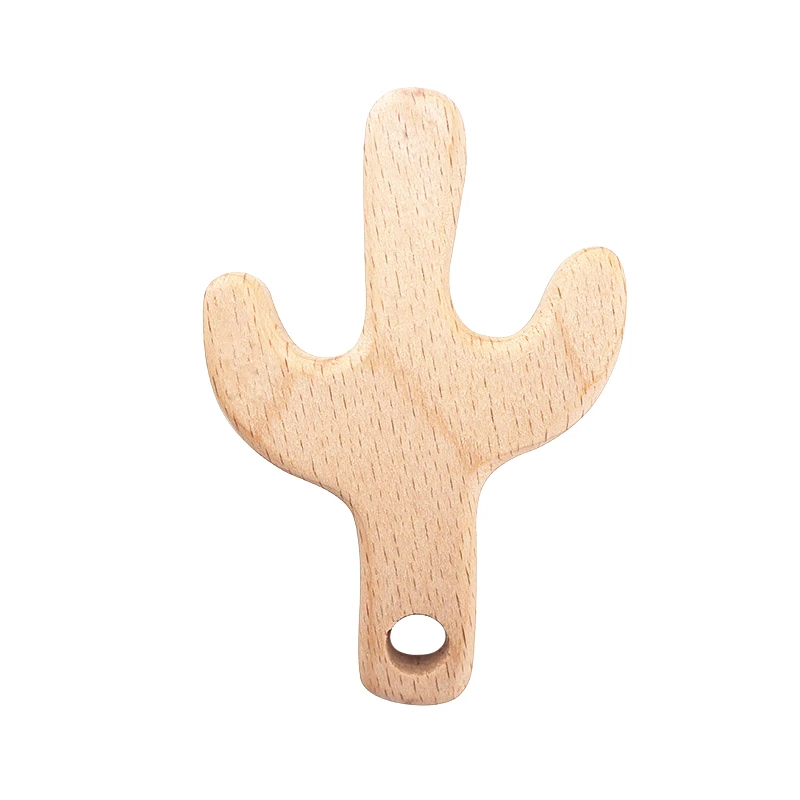 Chenkai-anillo mordedor de Cactus de madera, 10 unidades, bricolaje, ecol&oacute;gico, sin terminar, sonajero para beb&eacute;, dentici&oacute;n, juguete de animales de madera-4