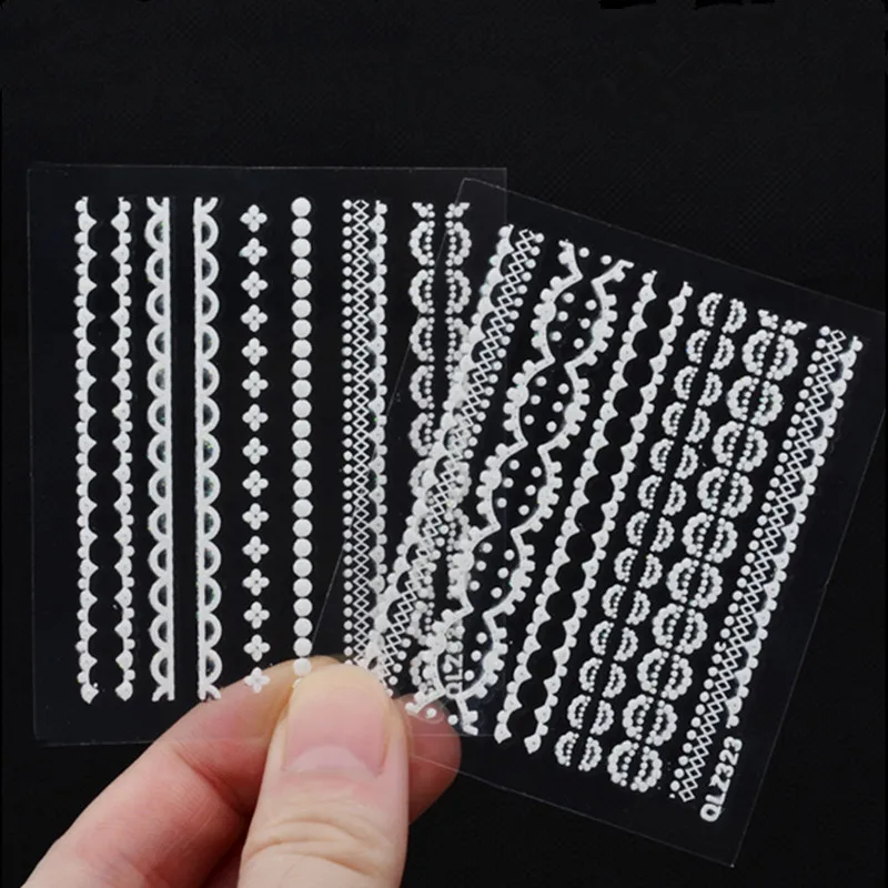 Горячие 30 листов 3d белые кружевные наклейки для дизайна ногтей клейкие накладки