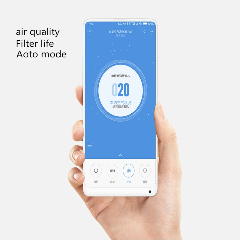 Xiaomi Roidmi автомобильное зарядное устройство очиститель воздуха P8S 2 мин быстрая очистка удаление формальдегида дымка PM2.5 управление приложением