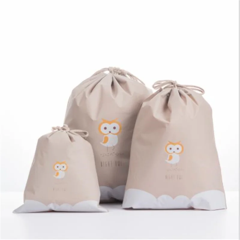 owl 3 шт. ПВХ водонепроницаемая сумка на шнуровке сова кролик Дельфин косметичка дорожная Туалетная сумочка для косметики сумка для хранения одежды - Цвет: owl