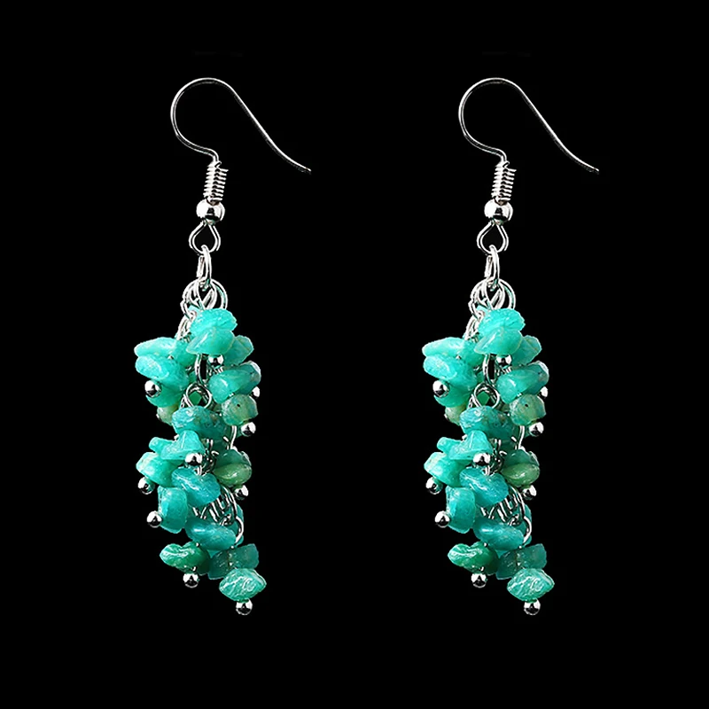 Серьги в стиле бохо с натуральным кристаллом и камнем женские модные длинные