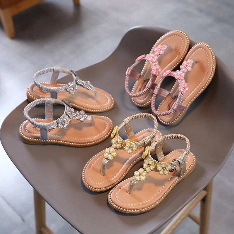 

Summer Gilrs Flowers Sandals Little Girls Slippers Flip-flops Toddler Kids Causal Shoes 3-12Y Pink Sandalias Princess Shoes