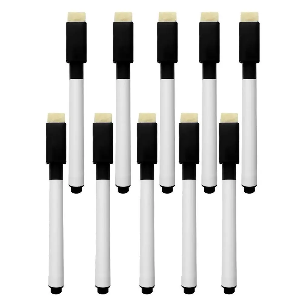 

10 Pcs/set Erasable Whiteboard Marker Pen Student Children Ink Eraser Black Marker Kids With Pen Drawing Pen 11.3cm W4Y9