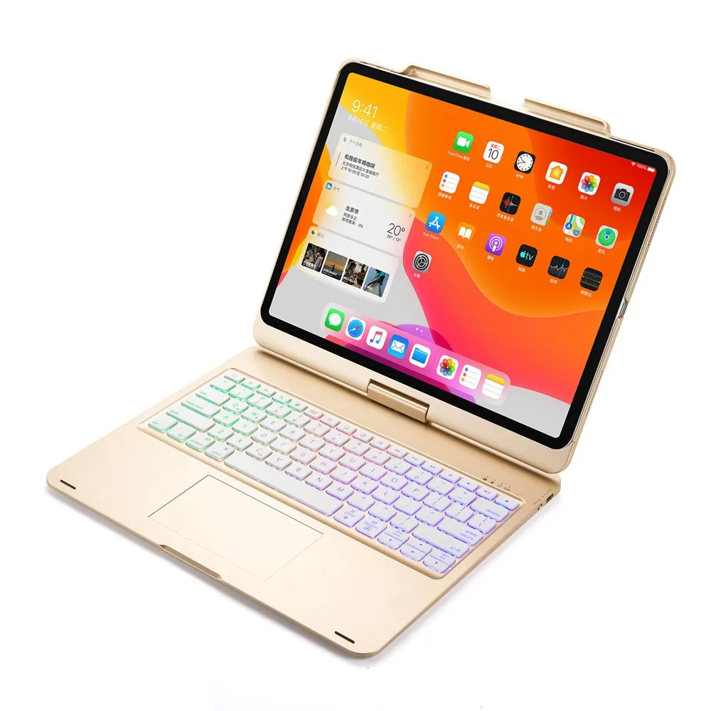 Для iPad Pro 12 9 2018 2020 360 градусов поворотный LED RGB подсветка беспроводной Bluetooth