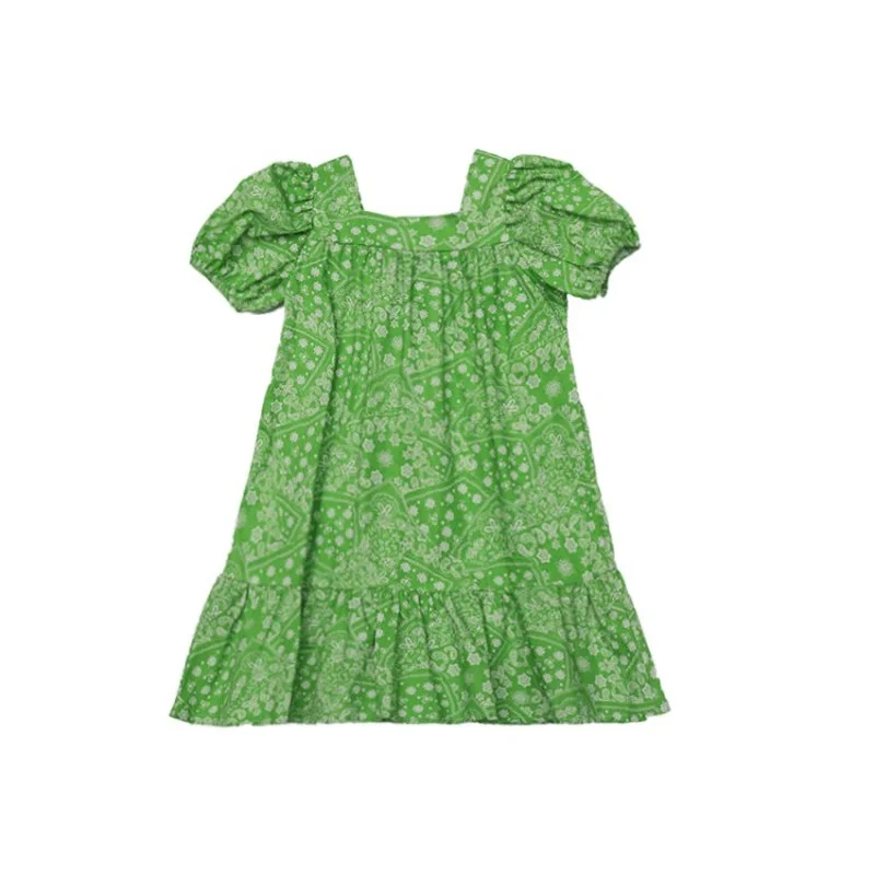 

Dress 2021 Summer Dress Children Short Puff Sleeve Dress for Girls Children Clothes Floral A-line Dreess for Loose Casual Girls